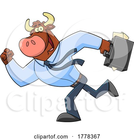 Cartoon Late Bull Business Man Mascot Character by Hit Toon