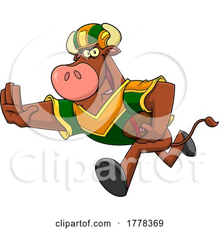 Cartoon Football Player Bull Mascot Character by Hit Toon