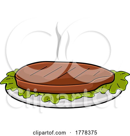 Cartoon Steamy Steak on a Plate by Hit Toon