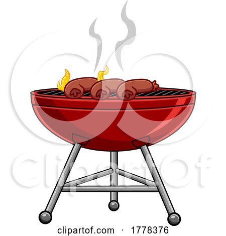Cartoon Sausages Cooking on a BBQ by Hit Toon