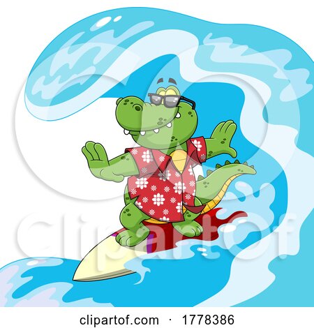 Cartoon Crocodile Surfing by Hit Toon