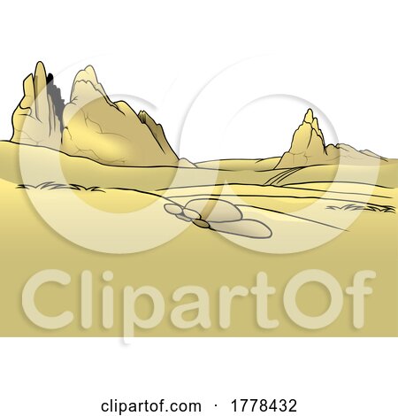 Desert Landscape with Sandstone Mountain Rock Formation by dero