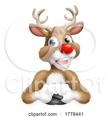 Christmas Reindeer over a Sign by AtStockIllustration