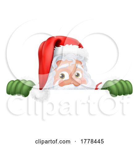 Cartoon Santa Claus Father Christmas Peeking Sign by AtStockIllustration