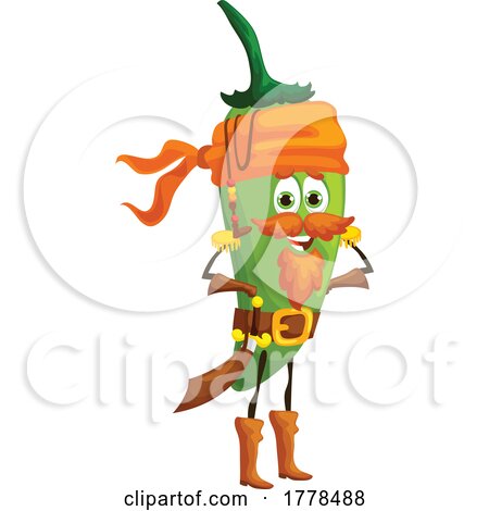 Pirate Jalapeno Food Mascot Character by Vector Tradition SM