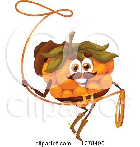 Cowboy Cloudberry Food Mascot Character by Vector Tradition SM