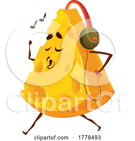 Cheese Food Mascot Character Listening to Music by Vector Tradition SM