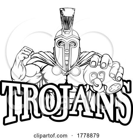 Trojan Spartan Gamer Warrior Controller Mascot by AtStockIllustration