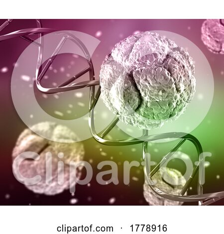 3D Medical Background with DNA Strand and Virus Cells by KJ Pargeter