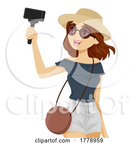 Girl Vlog Mobile Camera Travel Selfie Illustration by BNP Design Studio