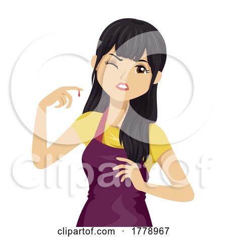 Teen Girl Cut Finger Cooking Apron Illustration by BNP Design Studio