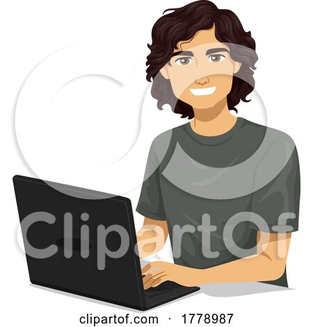 Teen Boy Hispanic Laptop Illustration by BNP Design Studio
