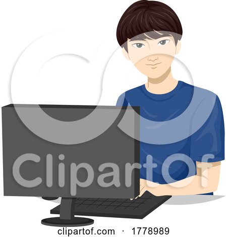 Teen Boy Asian Student Computer Illustration by BNP Design Studio