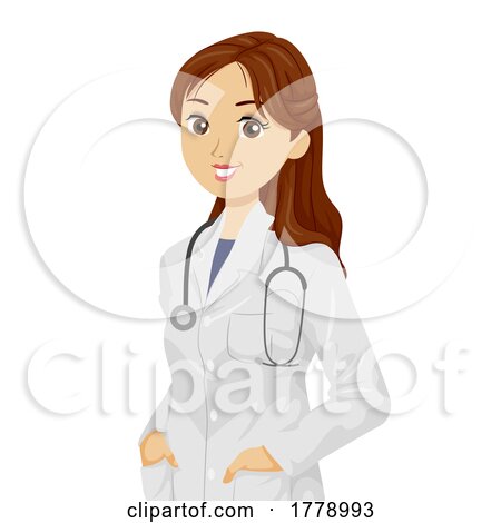 Girl Doctor White Gown Stethoscope Illustration by BNP Design Studio
