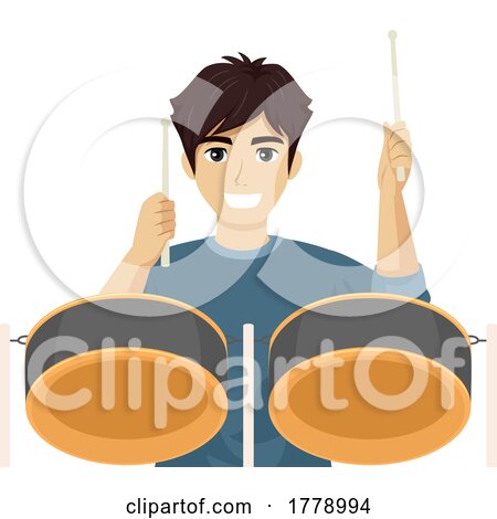 Teen Guy Play Steel Drums Illustration by BNP Design Studio