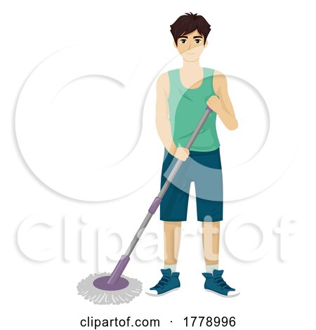 Teen Guy Mop Illustration by BNP Design Studio