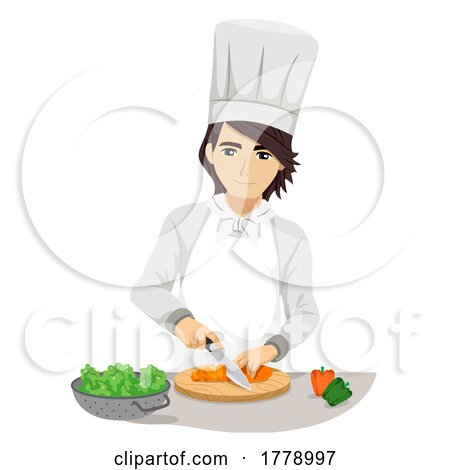 Teen Guy Chef Carrots Chopping Board Illustration by BNP Design Studio