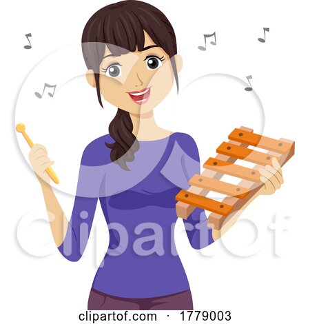 Teen Girl Play Xylophone Illustration by BNP Design Studio