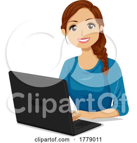 Teen Girl Hispanic Laptop Illustration by BNP Design Studio