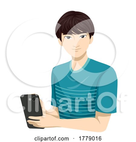 Teen Boy Asian Mobile Phone Illustration by BNP Design Studio