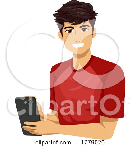 Teen Boy Hispanic Mobile Phone Illustration by BNP Design Studio