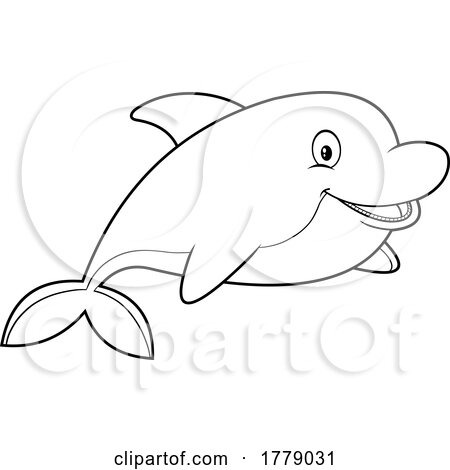 Cartoon Black and White Cute Dolphin by Hit Toon