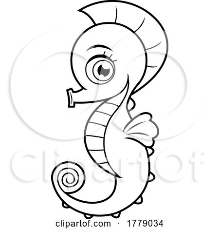 Cartoon Black and White Cute Seahorse by Hit Toon