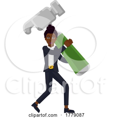 Black Business Woman with Giant Hammer Concept by AtStockIllustration