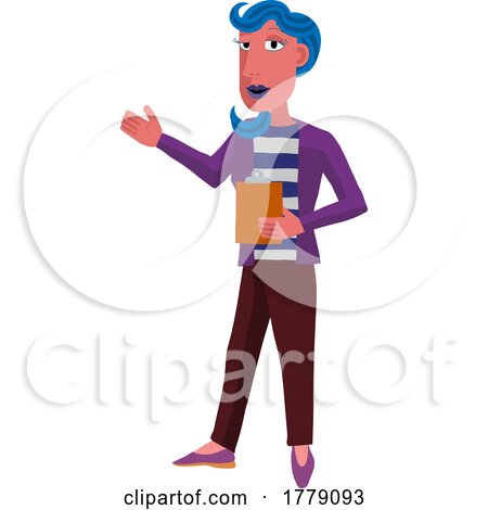 Woman with Clipboard Pointing Illustration by AtStockIllustration