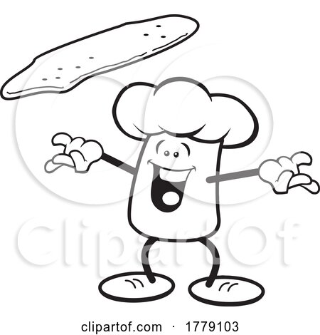 Cartoon Chef Hat Mascot Tossing Pizza Dough by Johnny Sajem