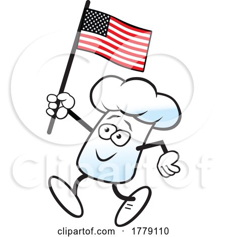 Cartoon Chef Hat Mascot with an American Flag by Johnny Sajem