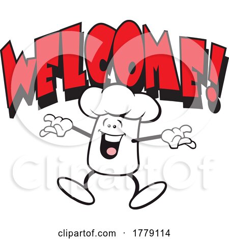 Cartoon Chef Hat Mascot with Welcome Text by Johnny Sajem