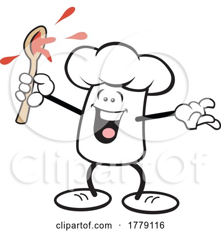 Cartoon Chef Hat Mascot with a Sauce on a Spoon by Johnny Sajem