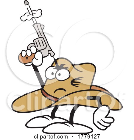 Cartoon Cowboy Hat Mascot Shooting a Gun by Johnny Sajem