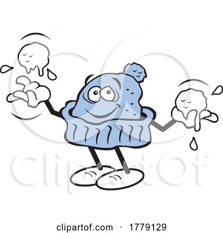 Cartoon Knitted Hat Mascot with Snow Balls by Johnny Sajem