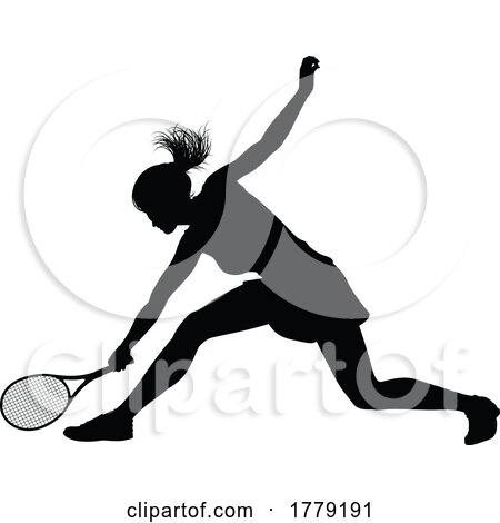 Tennis Player Woman Sports Person Silhouette by AtStockIllustration