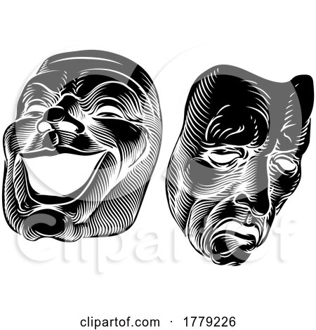 Theater or Theatre Drama Comedy and Tragedy Masks by AtStockIllustration