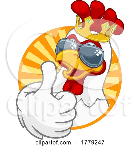Cool King Chicken Rooster Cockerel Bird Cartoon by AtStockIllustration