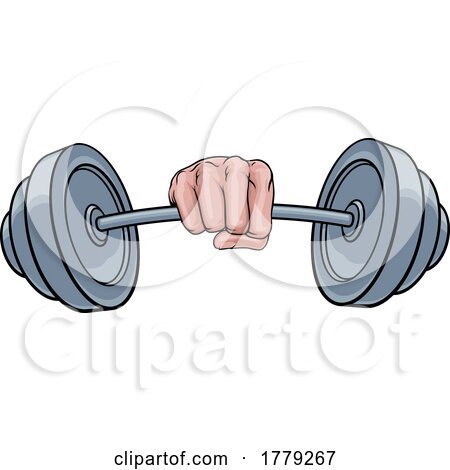 Weight Lifting Fist Hand Holding Barbell Concept by AtStockIllustration