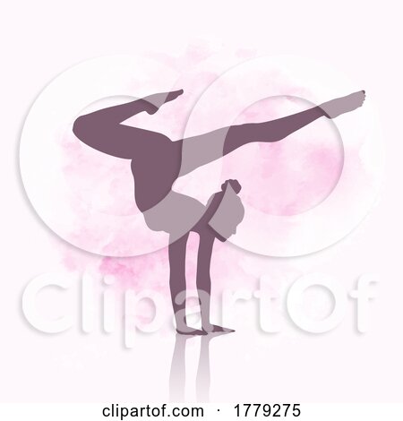 Silhouette of a Gymnast on a Watercolour Background by KJ Pargeter