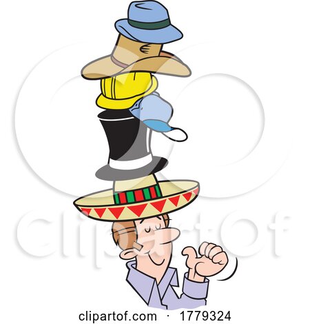 Cartoon Happy Man of Many Hats by Johnny Sajem