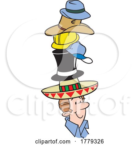 Cartoon Man of Many Hats by Johnny Sajem