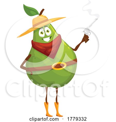 Cowboy Avocado Food Mascot Character by Vector Tradition SM