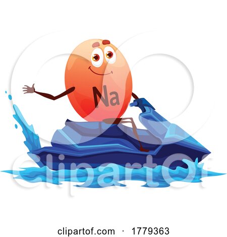 Sodium or Natrium Micronutrient Mascot Jet Skiing by Vector Tradition SM