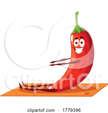Yoga Red Chili Pepper Food Mascot Character by Vector Tradition SM