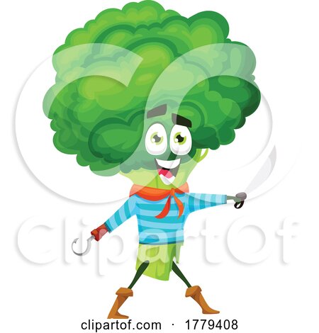 Pirate Broccoli Food Mascot Character by Vector Tradition SM