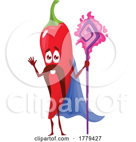 Wizard Red Chili Pepper Food Mascot Character by Vector Tradition SM