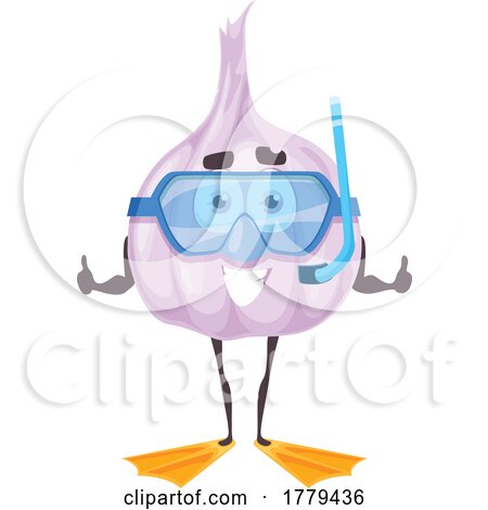 Snorkeling Garlic Food Mascot Character by Vector Tradition SM