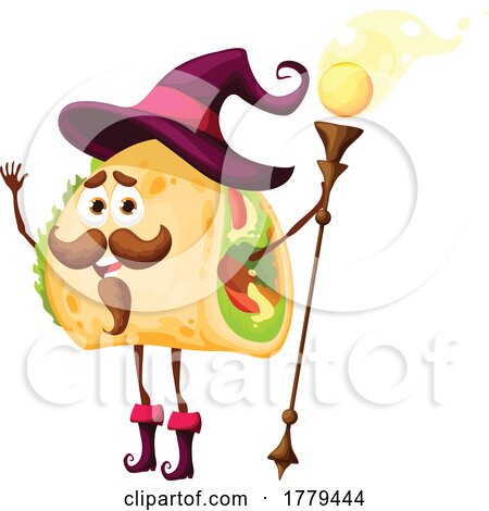 Wizard Taco Food Mascot Character by Vector Tradition SM