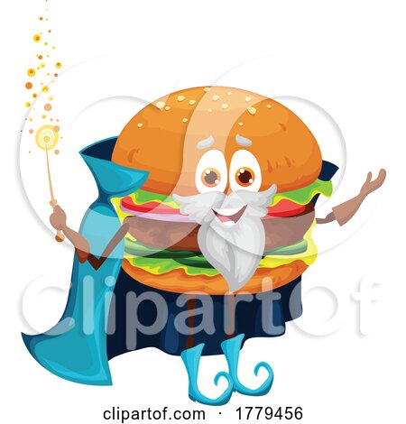 Wizard Burger Food Mascot Character by Vector Tradition SM